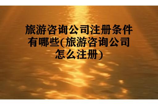 旅游咨询公司注册条件有哪些(旅游咨询公司怎么注册)