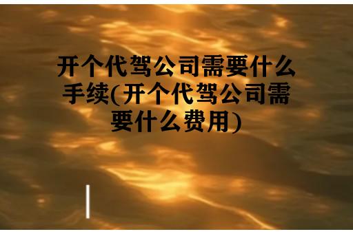 开个代驾公司需要什么手续(开个代驾公司需要什么费用)