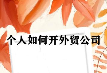 个人如何开外贸公司