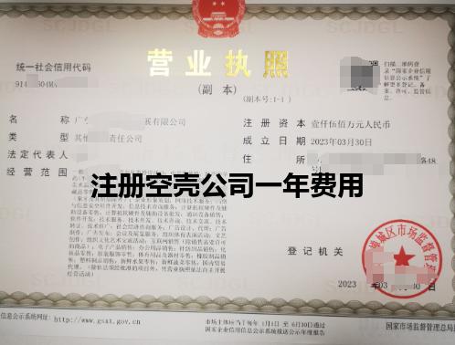 注册空壳公司一年费用