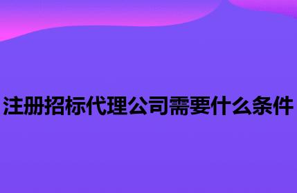 注册招标代理公司需要什么条件