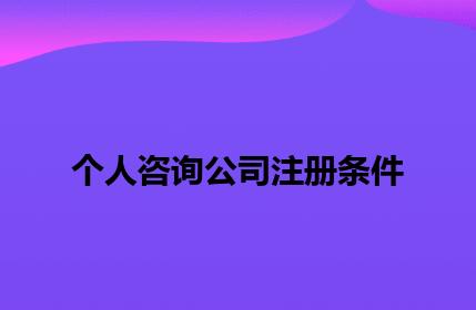 个人咨询公司注册条件