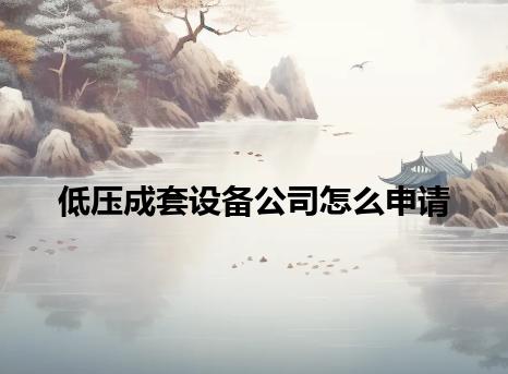 低压成套设备公司怎么申请