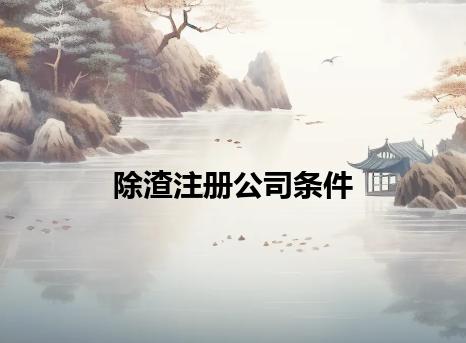 除渣注册公司条件
