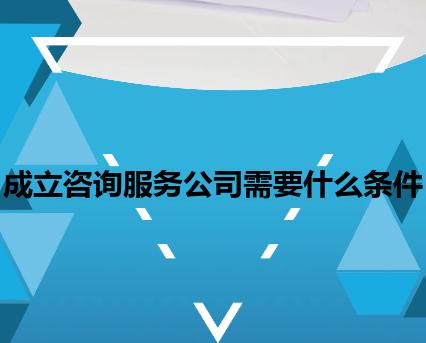 成立咨询服务公司需要什么条件